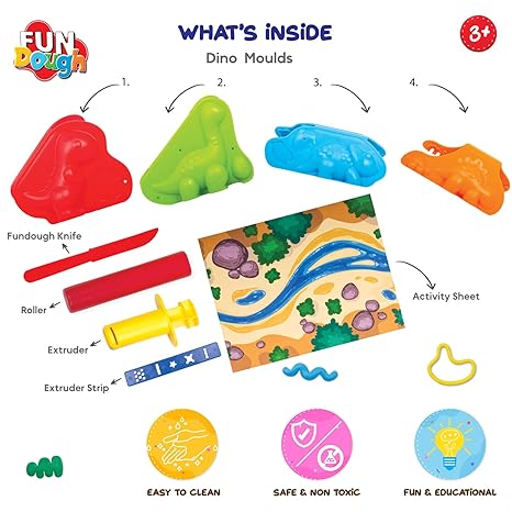 Funskool Dino Ville Dinosaur Play Dough Kit (Multicolor) - Aaram Parents