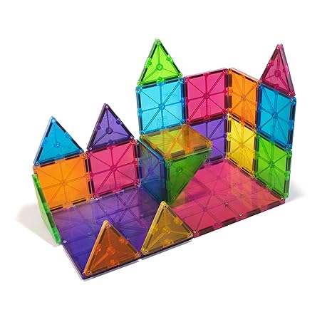 Magna-Tiles Magnetic Building Toys, Clear Colors Set (32 Pieces) - Aaram Parents