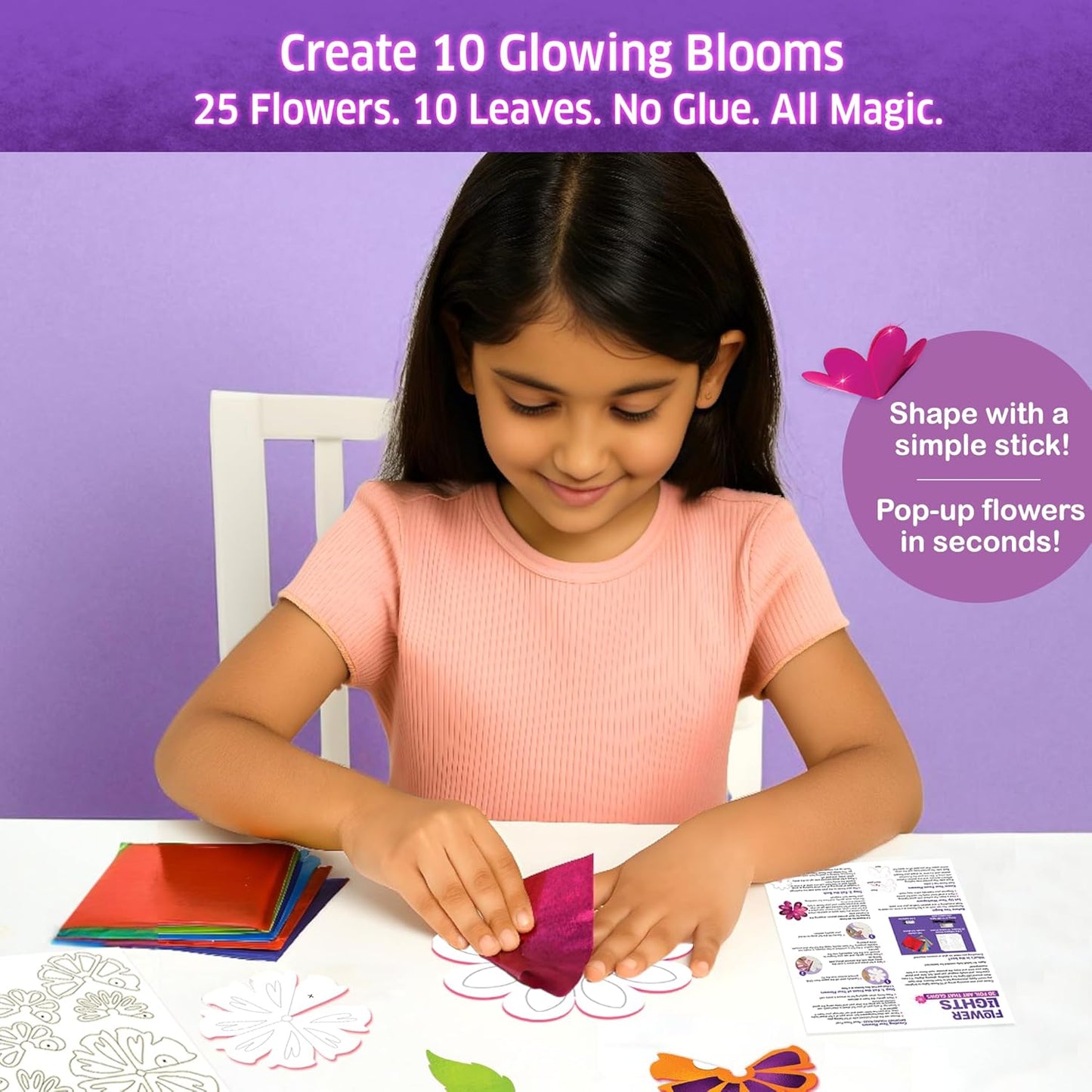 Chalk & Chuckles- Flower Lights- 3d Foil Art that Glows