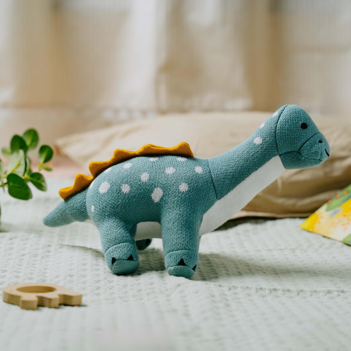 Knitted Cotton Animal Plush Toys - 4 Variants: Lion, Penguin, Zebra & Dinosaur