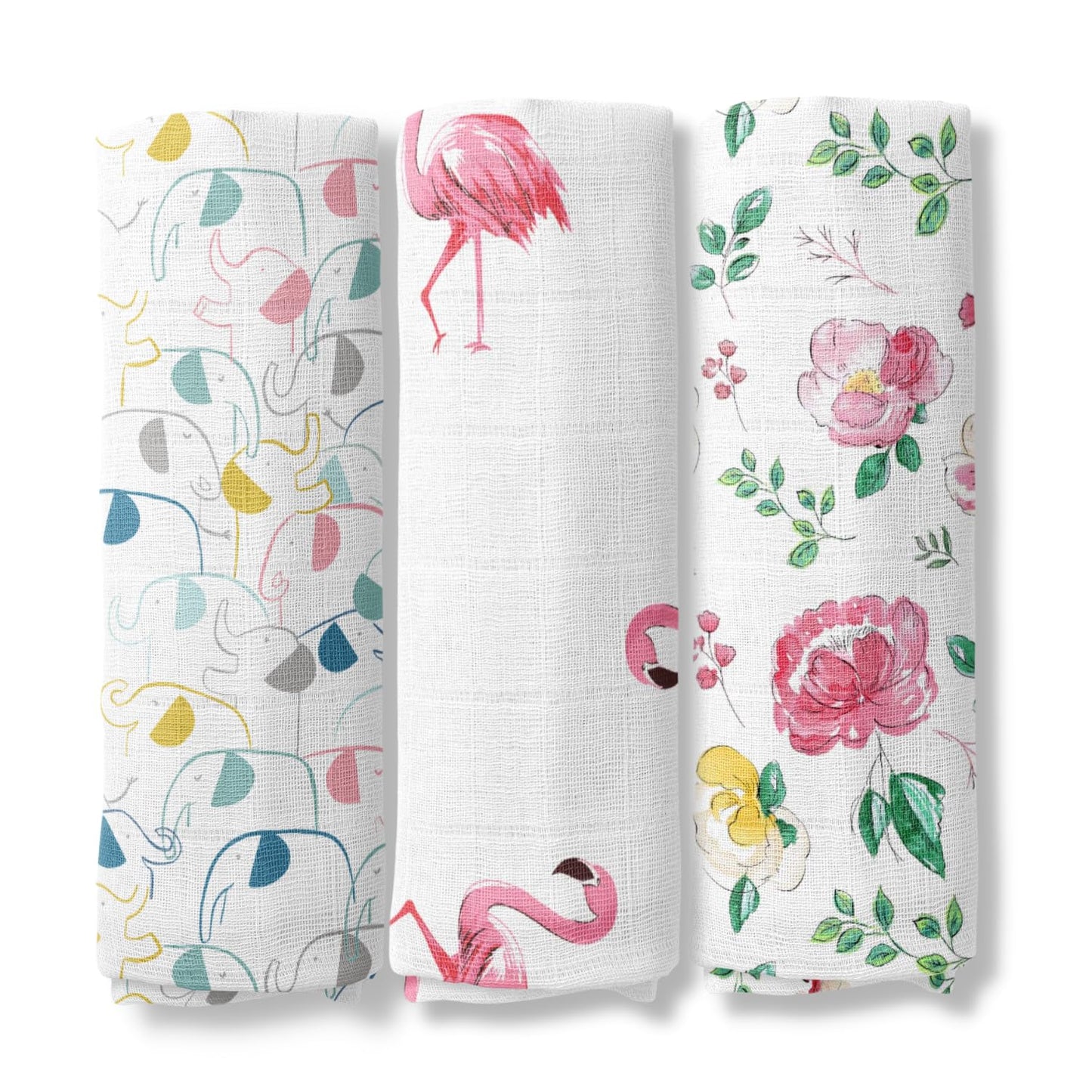 Haus & Kinder Muslin Swaddles For Newborn Pack Of 3 | 100% Cotton Baby Swaddle Blankets | Soft, Breathable, Lightweight, Organic | 100X100 Cm Citrus Groove Collection (Multicolor)