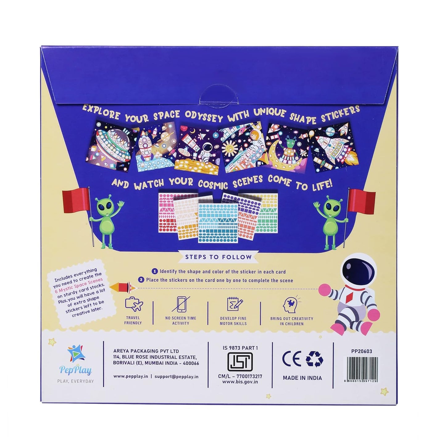 PepPlay Cardboard Shape Sticker- Space Theme - Aaram Parents