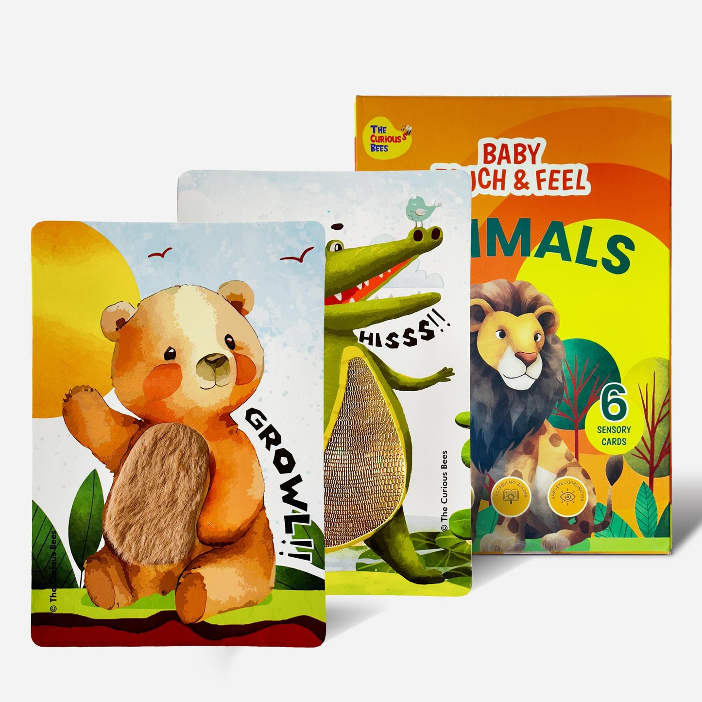 The Curious Bees - High Contrast New Born Anti-Glare Cards | 24 Objects for Visual Stimulation, Cognitive & Sensory Development of 0-6 Month Old Infants