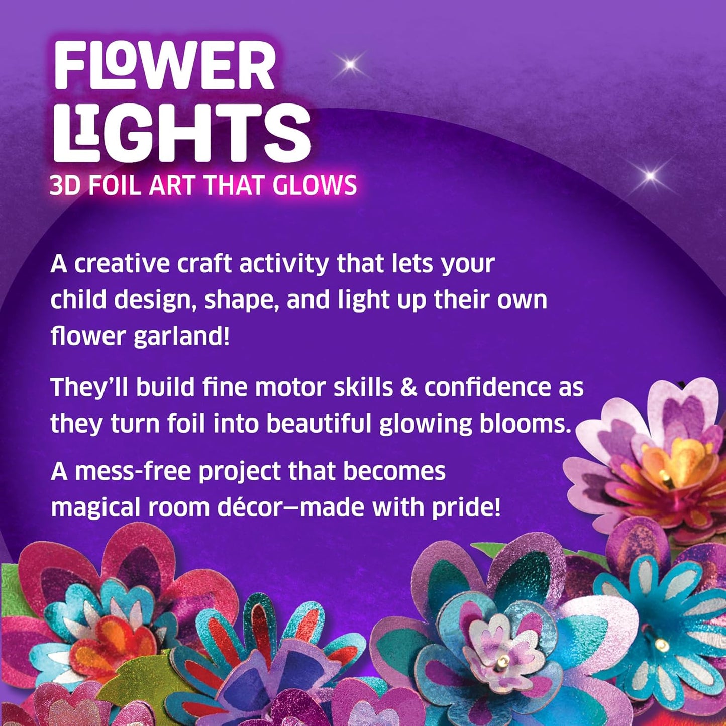Chalk & Chuckles- Flower Lights- 3d Foil Art that Glows