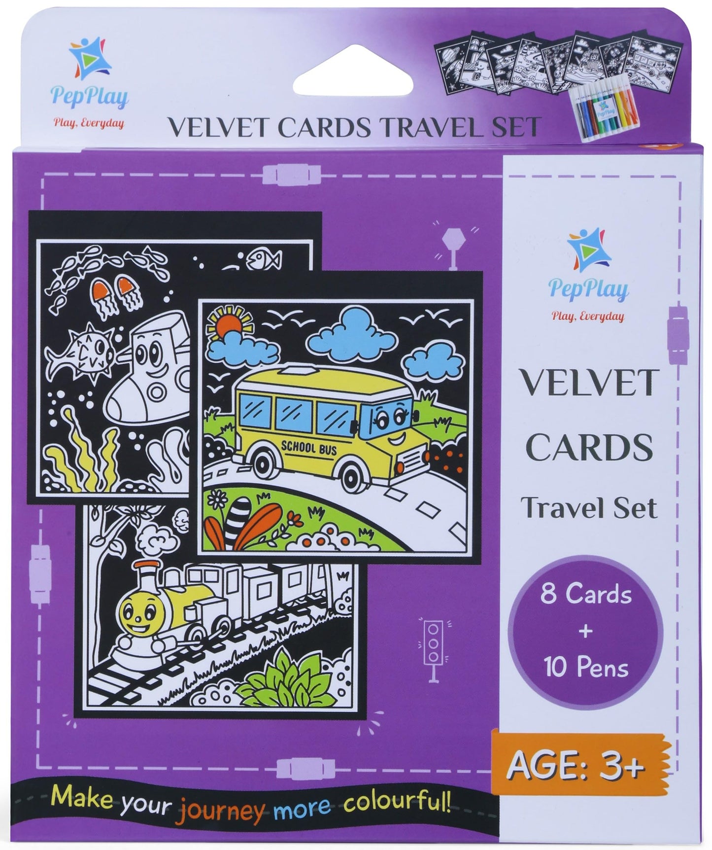 PepPlay Velvet Coloring Card Kits (Themes- Wild, Ocean, and Travel) - Aaram Parents