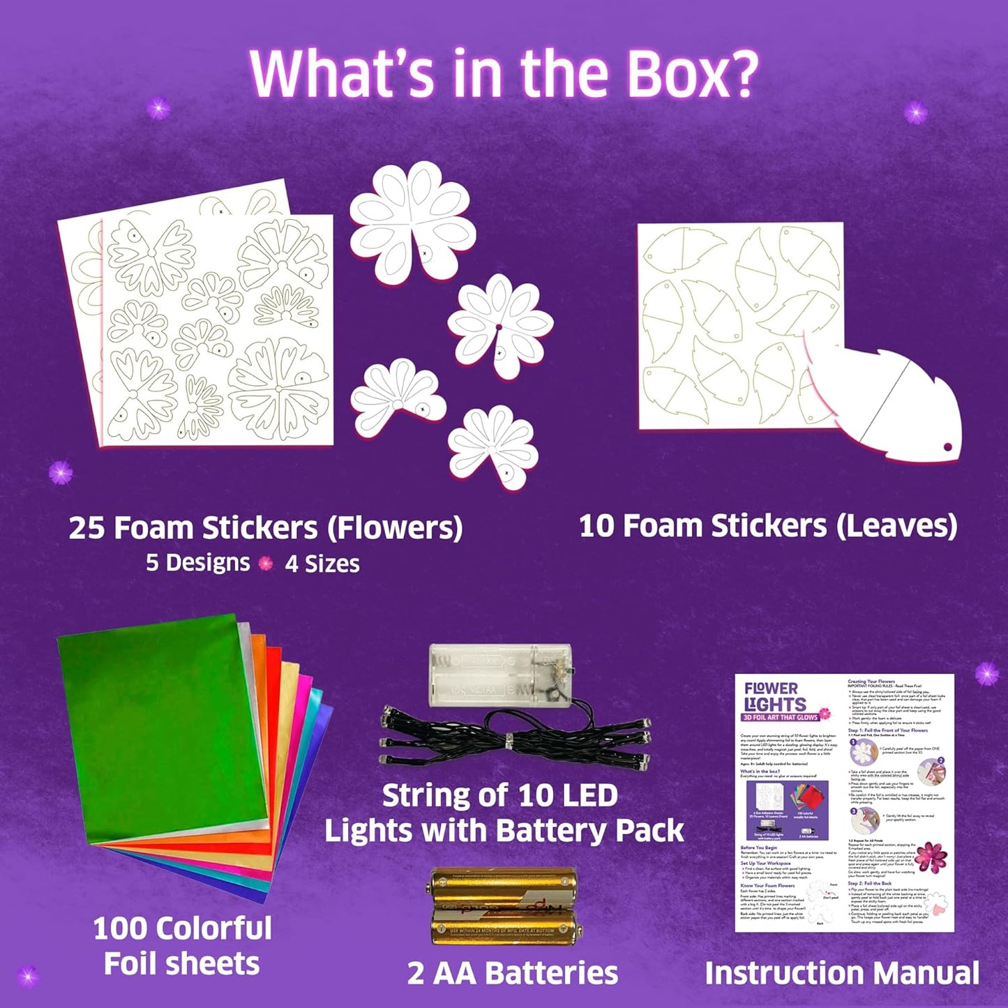 Chalk & Chuckles- Flower Lights- 3d Foil Art that Glows