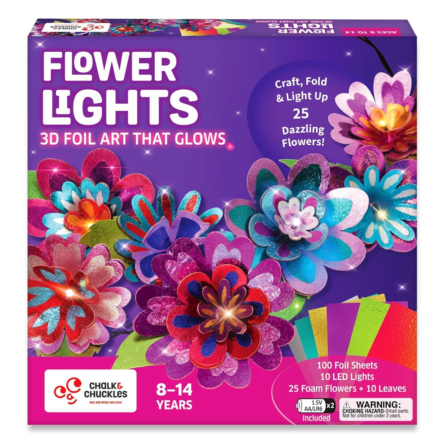 Chalk & Chuckles- Flower Lights- 3d Foil Art that Glows