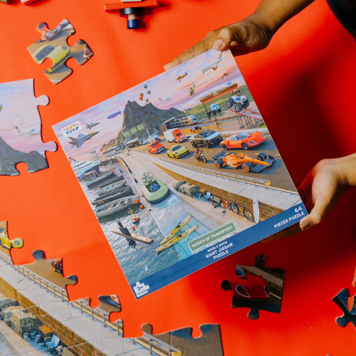 Nesta Toys - Educational Jigsaw Puzzles (64 Pcs) - 4 Variants: India Map, Modes of Transport, Prehistoric Park, Construction Site
