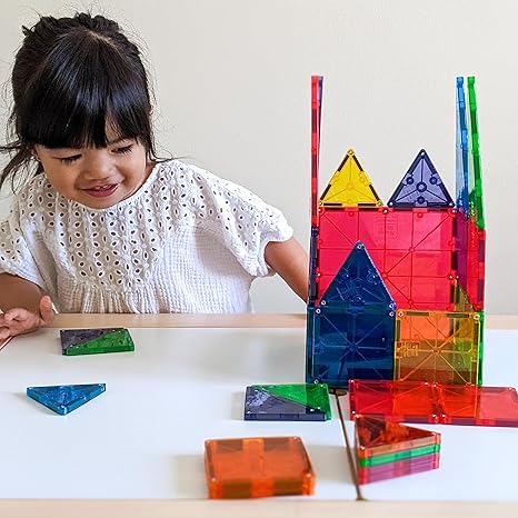 Magna-Tiles Magnetic Building Toys, Clear Colors Set (32 Pieces) - Aaram Parents