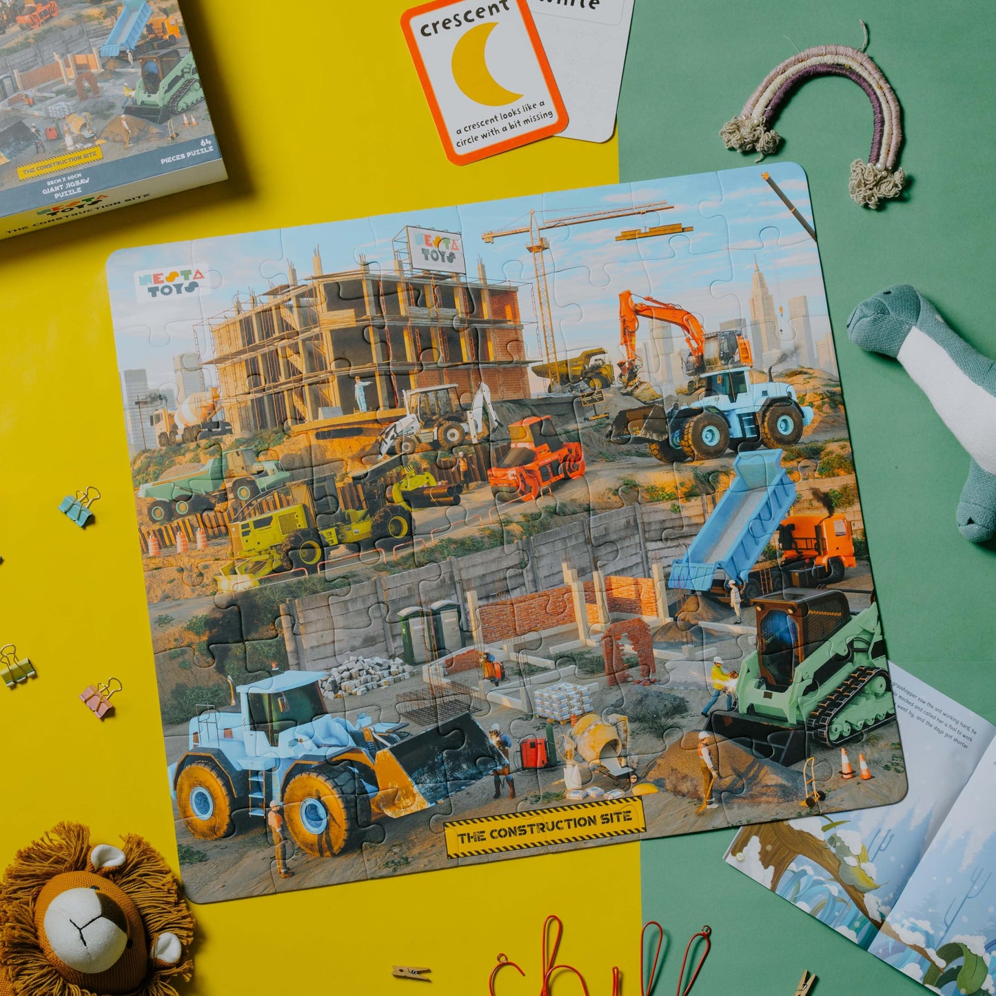 Nesta Toys - Educational Jigsaw Puzzles (64 Pcs) - 4 Variants: India Map, Modes of Transport, Prehistoric Park, Construction Site
