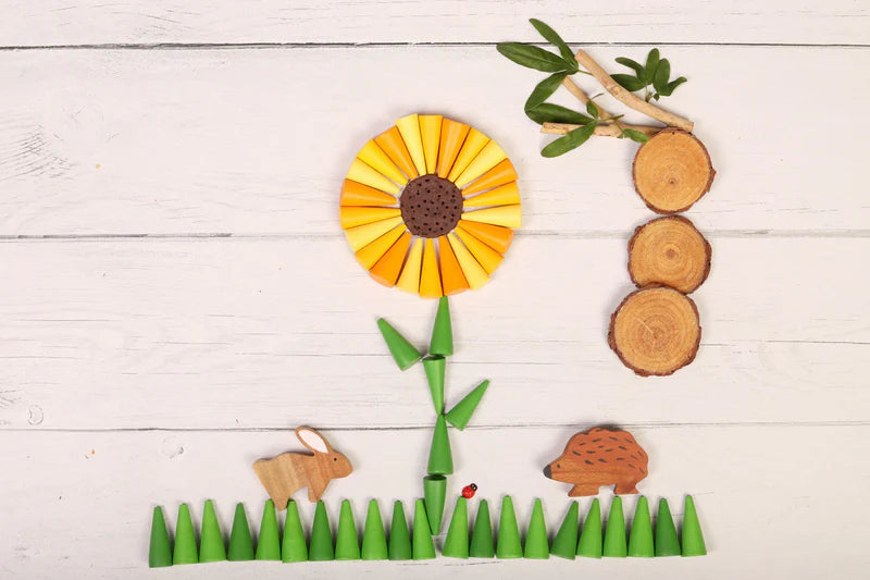 Bombay Toy Co- Wooden Loose Parts | Cones | Midnight Forest, Raging Sun and Balmy Afternoon