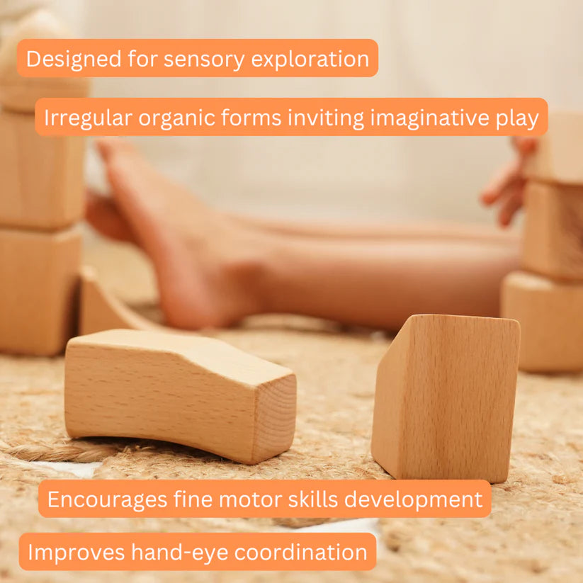 Saha- Flo - Waldorf Blocks | Irregular Wooden Blocks for Sensory Play