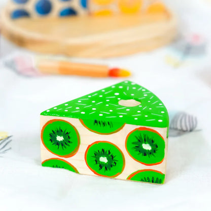 MoonToys- Wooden Rainbow Fruit Cake Toy with Candles | Montessori Educational Pretend Play Cake