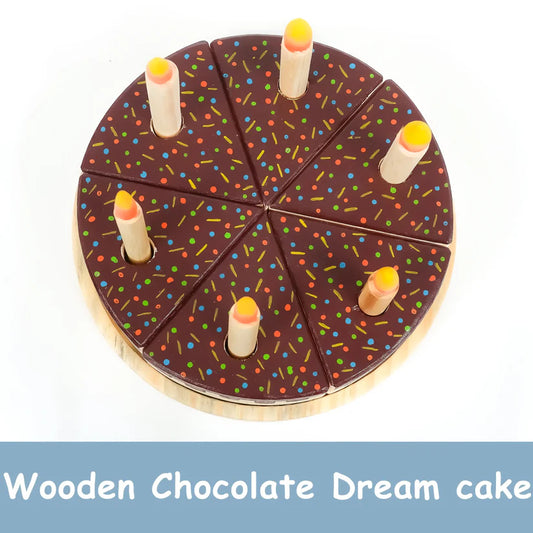 MoonToys- Wooden Chocolate Cake Toy with 6 Candles