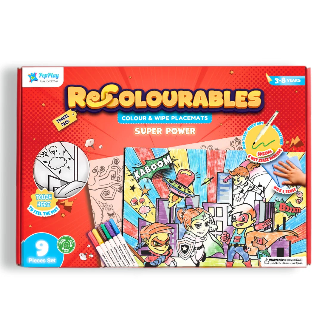 PepPlay- Recolourables Colour & Wipe Placemats - Super Power