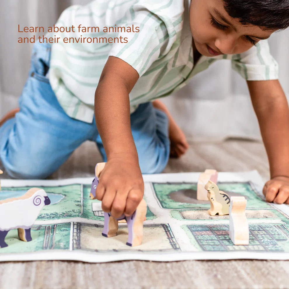 Gubbachhi- Once Upon A Farm - 10 Animals, Play Mat & Story Booklet