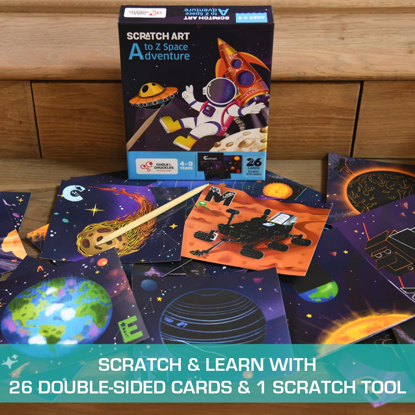 Chalk & Chuckles- Scratch Art- A to Z- Space Adventures