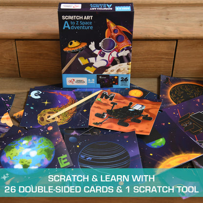 Chalk & Chuckles- Scratch Art- A to Z- Space Adventures