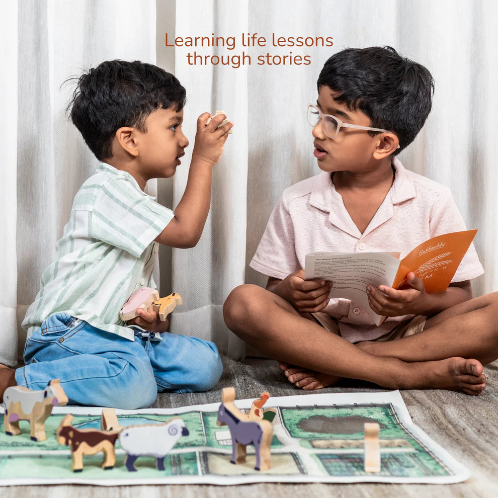 Gubbachhi- Once Upon A Farm - 10 Animals, Play Mat & Story Booklet