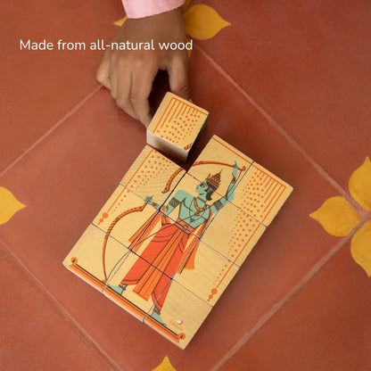 Gubbachhi RAMAYANA Wooden 6-in-1 Puzzle Set (12 Blocks)