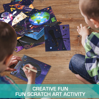 Chalk & Chuckles- Scratch Art- A to Z- Space Adventures