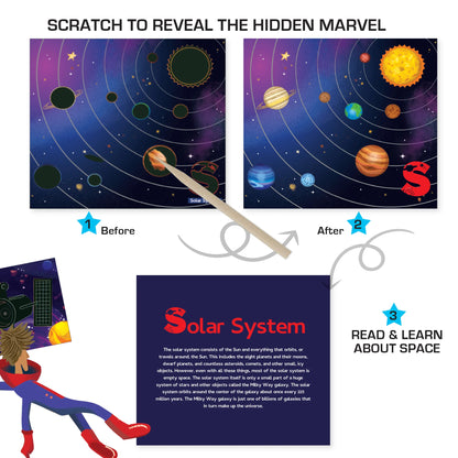 Chalk & Chuckles- Scratch Art- A to Z- Space Adventures