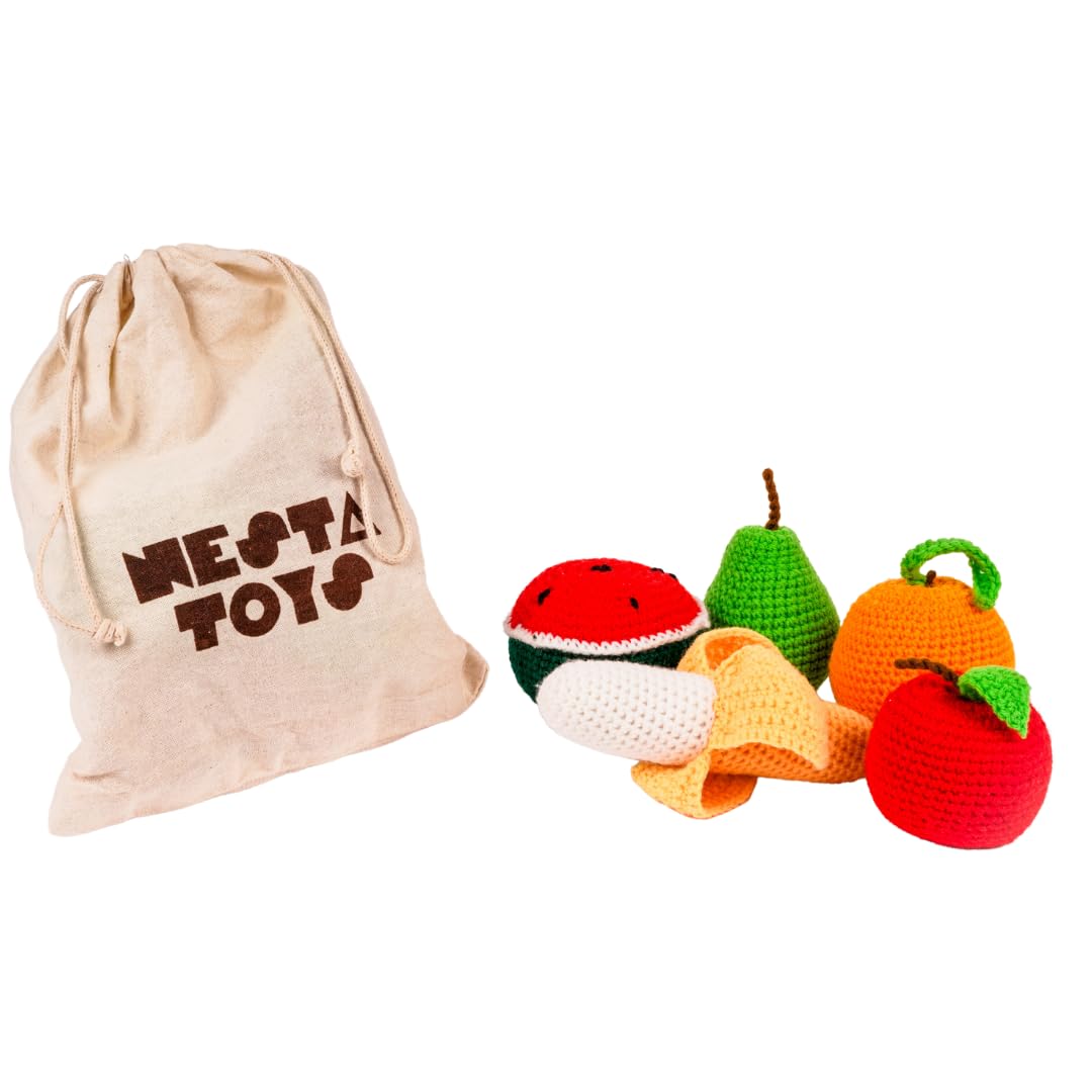 Crochet Play Food Toys- 3 Variants: Vegetables, Fruits & Mixed Set (10 pcs)