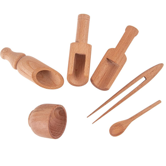 Nesta Toys Montessori-Inspired Sensory Tools: Bin Tools (6 Pcs), Bin Tools with Tray (7 Pcs), Sand Writing Tray, Dough Tool Set