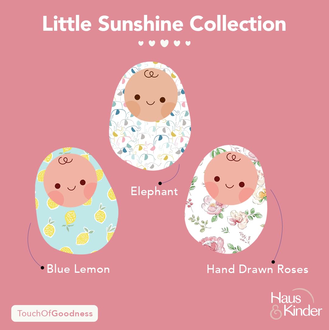 Haus & Kinder Muslin Swaddles For Newborn Pack Of 3 | 100% Cotton Baby Swaddle Blankets | Soft, Breathable, Lightweight, Organic | 100X100 Cm Citrus Groove Collection (Multicolor)
