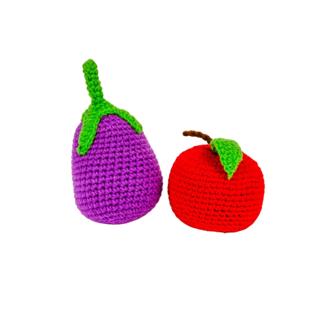 Crochet Play Food Toys- 3 Variants: Vegetables, Fruits & Mixed Set (10 pcs)