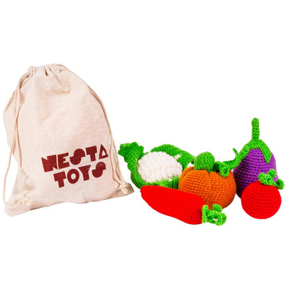 Crochet Play Food Toys- 3 Variants: Vegetables, Fruits & Mixed Set (10 pcs)