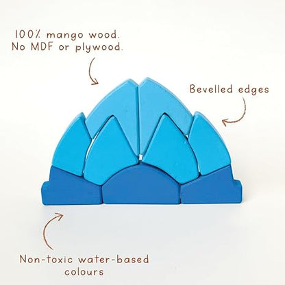 Gubbachhi Indian Monuments Wooden Stacker Toy- 3 Variants (10 Pieces)
