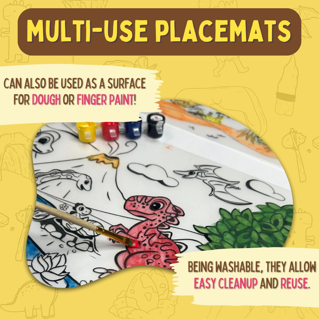 PepPlay Doodle Placemats- 5 Variants to Choose From (Ocean & Wild, Find & Colour, Prehistoric, Educational, and Vehicles) - Aaram Parents