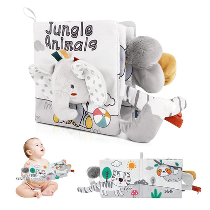 SNOWIE SOFT® Rabbit Baby Books 0-6 Months Baby Toys 6-12 Months, Nontoxic Fabric Soft Baby Cloth Books, Early Educational Activity Baby Sensory Toy, Waterproof Soft Books for Toddler Shower Gift