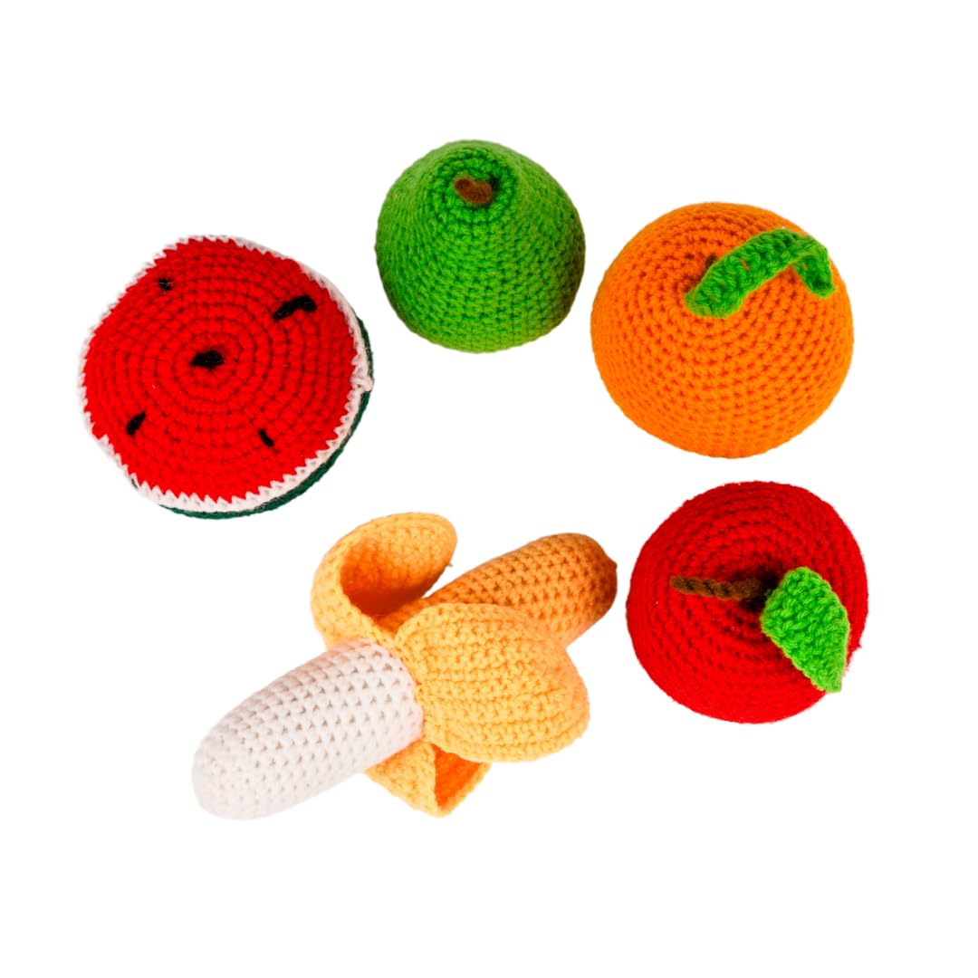 Crochet Play Food Toys- 3 Variants: Vegetables, Fruits & Mixed Set (10 pcs)