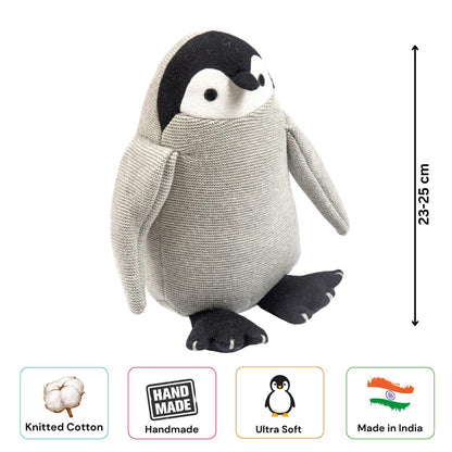 Knitted Cotton Animal Plush Toys - 4 Variants: Lion, Penguin, Zebra & Dinosaur