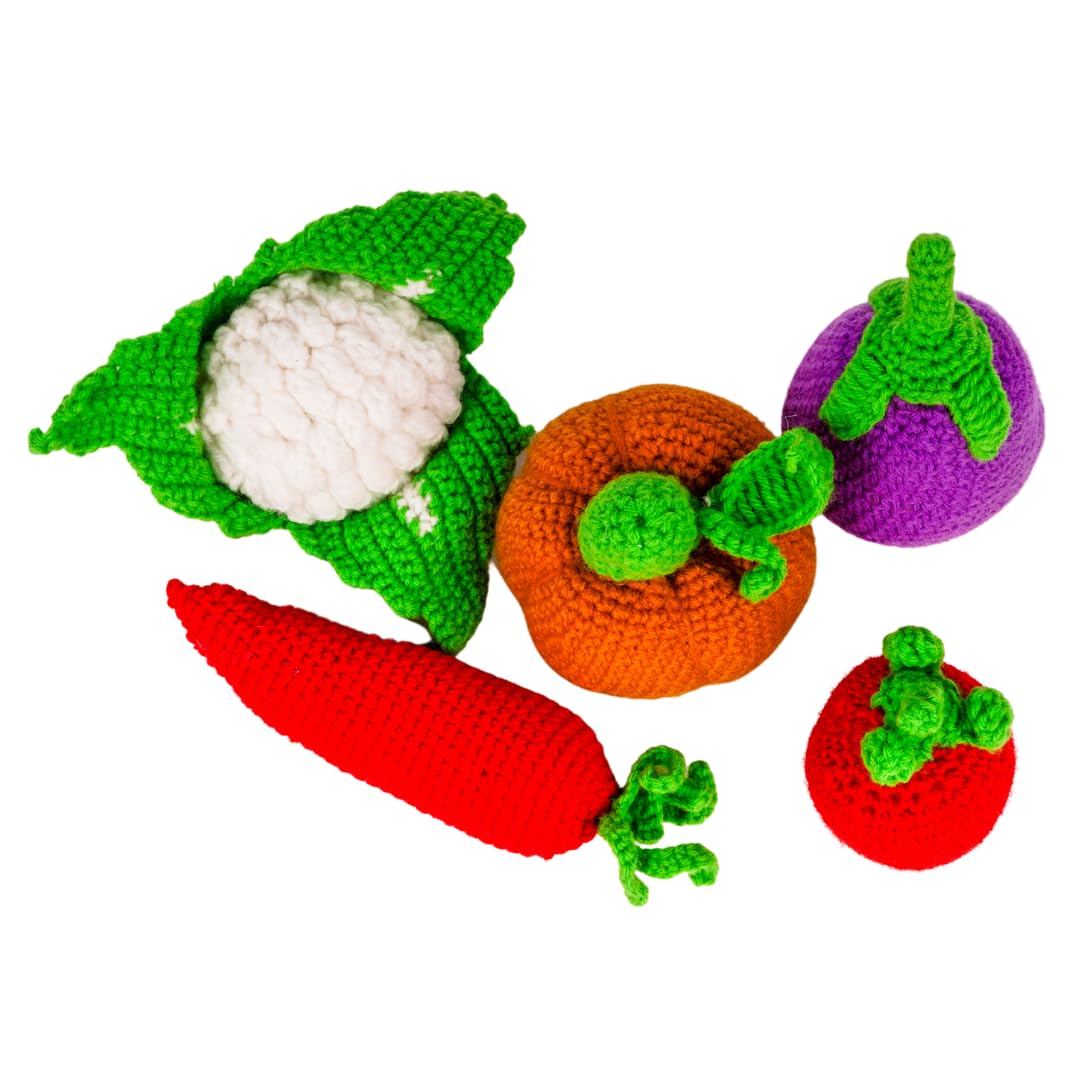 Crochet Play Food Toys- 3 Variants: Vegetables, Fruits & Mixed Set (10 pcs)