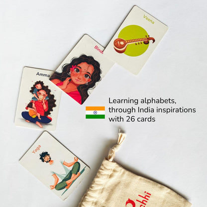 My First Flashcards | Thick Flash Cards for Toddlers with India-Inspired Illustrations | Montessori Language Learning Activities | Learning Aids | Gifts for Kids Ages 1-4 Years (Alphabets)