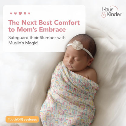Haus & Kinder Muslin Swaddles For Newborn Pack Of 3 | 100% Cotton Baby Swaddle Blankets | Soft, Breathable, Lightweight, Organic | 100X100 Cm Citrus Groove Collection (Multicolor)