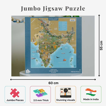 Nesta Toys - Educational Jigsaw Puzzles (64 Pcs) - 4 Variants: India Map, Modes of Transport, Prehistoric Park, Construction Site