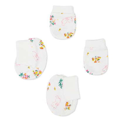 Haus and Kinder Baby Gift Set - Pack of 5 (Bundle With Onesie, Bib, Cap, Mittens & Booties) 2 Variants