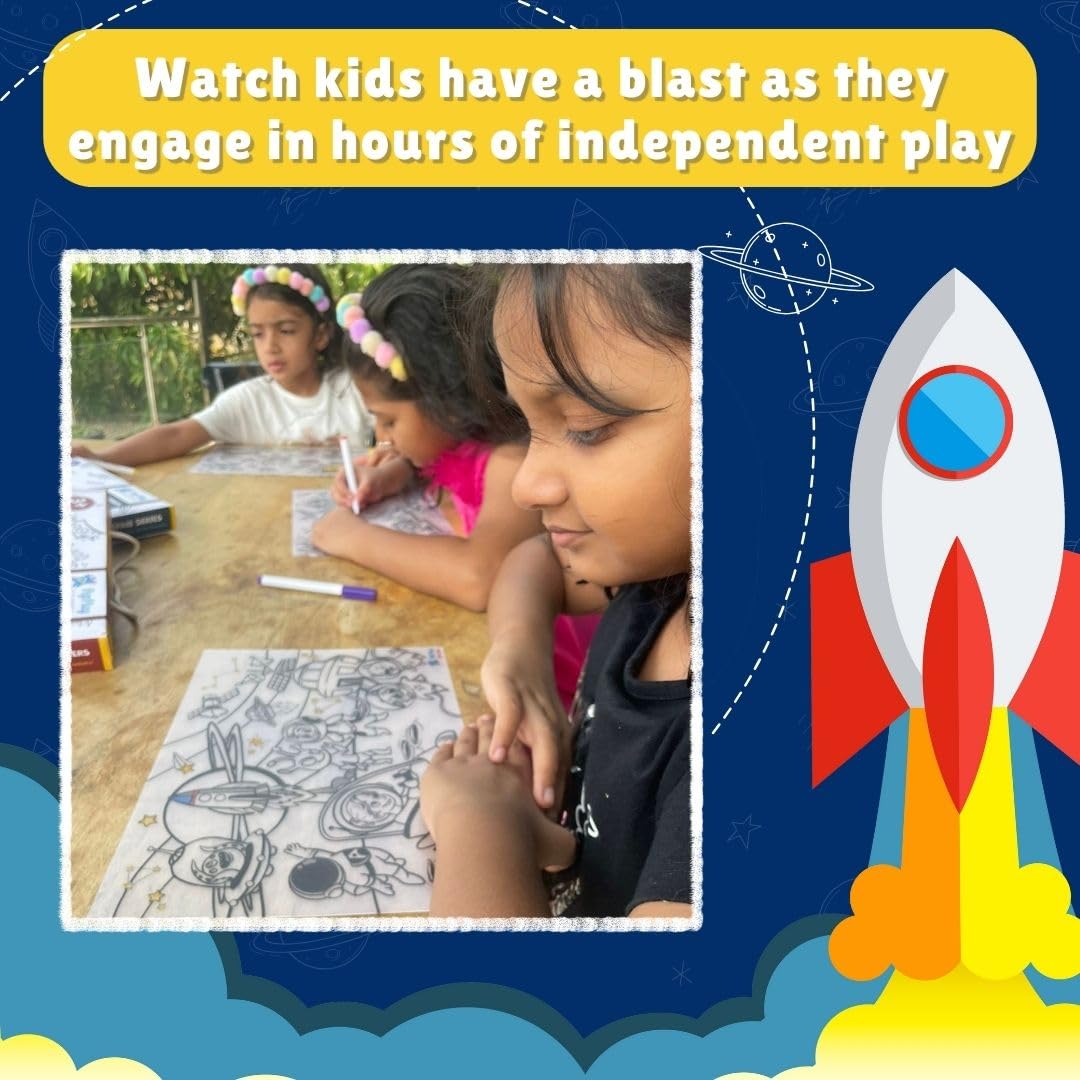 PepPlay Doodle Placemats- 3 Variants to Choose From (Space Series, Heroes & Monsters, and Magical Land) - Aaram Parents