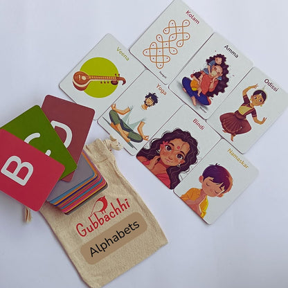 My First Flashcards | Thick Flash Cards for Toddlers with India-Inspired Illustrations | Montessori Language Learning Activities | Learning Aids | Gifts for Kids Ages 1-4 Years (Alphabets)