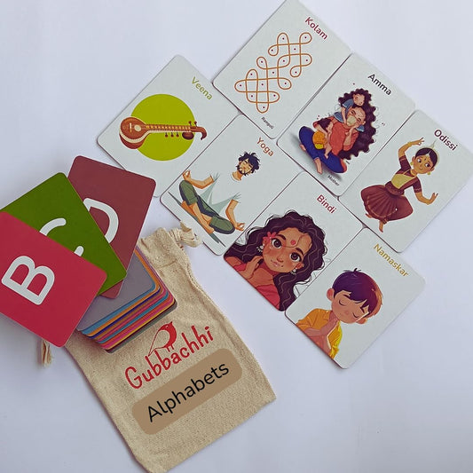 My First Flashcards | Thick Flash Cards for Toddlers with India-Inspired Illustrations | Montessori Language Learning Activities | Learning Aids | Gifts for Kids Ages 1-4 Years (Alphabets)