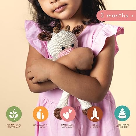 GUBBACHHI Amba Crochet Cow Soft Toy - Aaram Parents