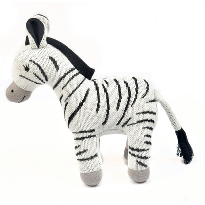 Knitted Cotton Animal Plush Toys - 4 Variants: Lion, Penguin, Zebra & Dinosaur