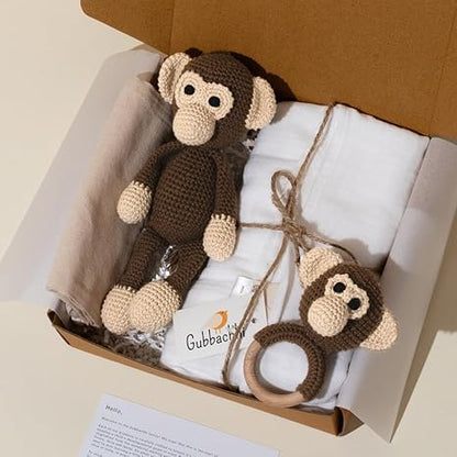 Gubbachhi Soft Toy & Rattle with Cream Swaddle Gift Set - Aaram Parents