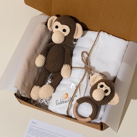 Gubbachhi Soft Toy & Rattle with Cream Swaddle Gift Set - Aaram Parents