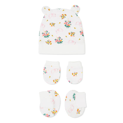 Haus and Kinder Baby Gift Set - Pack of 5 (Bundle With Onesie, Bib, Cap, Mittens & Booties) 2 Variants