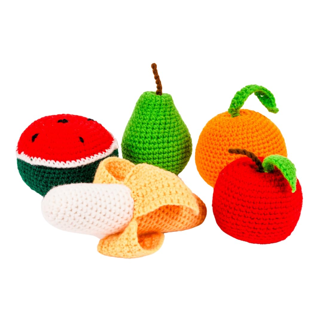 Crochet Play Food Toys- 3 Variants: Vegetables, Fruits & Mixed Set (10 pcs)